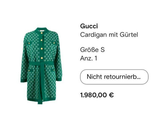 GUCCI Cardigan in maglia di lana verde da donna in S modello GG Authentic