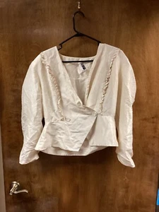 Women "CHAR" ivory, 2 button, light silk, padded shoulders, jacket. Size 12 P.O. - Picture 1 of 2