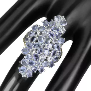 Anillo Ovalado De Tanzanita Y Zafiro De Plata 925 Joyería De Piedra Natural 8 - Imagen 1 de 9