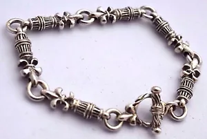 Bracciale Catena Fleur-de-Lis Argento Sterling 925. 7,5" (19 cm), 29 grammi - Foto 1 di 11