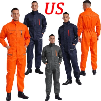 Mens Work Overalls One-Piece Wear-resistant Mechanics Jumpsuit Coveralls - Image 1 of 4