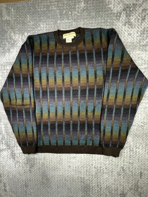 Vintage 90s Norm Thompson Sweater Size XL Geometric Knit Abstract Cosby AOP - Image 1 of 4