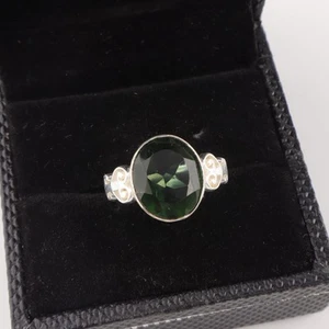 Green Tourmaline Gemstone 925 Sterling Silver Handmade Jewelry Ring For Gift - Picture 1 of 2
