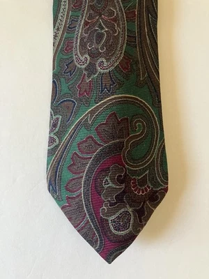 Corbata Kenneth Gordon Para Hombre Corbata Seda Repp Verde Rojo Marrón Blanco Hecha en EE. UU. 57" Foto 1 de 4