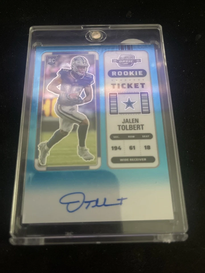 2022 Contenders Optic Rookie Ticket Auto Jalen Tolbert #122 Teal Prizm /99  - Image 1 of 2