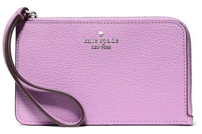 💜Kate Spade Lucy маленький держатель для карт кошелек с ремешком - KM461 глициния фиолетовая кожа - новый с Ярлыками - Изображение 1 из 4