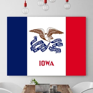 IOWA Art Print Flag United States Office Home Wall Decor Poster/Canvas - Picture 1 of 3