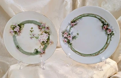 2 platos antiguos Thomas Sevres Baviera pintados a mano rosa verde postre dorado Foto 1 de 4