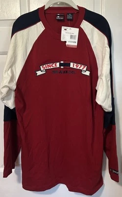 NWT Vintage Bugle Boy Mens Medium Crew Jersey Long Sleeve Shirt Red - Image 1 of 4