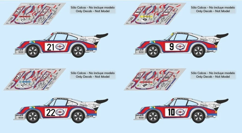 STICKERS LE MANS Stickers Porsche 911 Carrera RSR Turbo Le Mans 1974 1:32 1:43 1:24 18 slots...