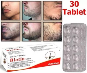 Men Beard Growth Supplement Grow Fuller & Thicker Hair With Nutrients & Vitamins - Picture 1 of 9
