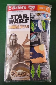 Boys Star Wars Mandalorian Baby Yoda 5 Pack Brief Size 6 Cotton Underwear - Picture 1 of 3