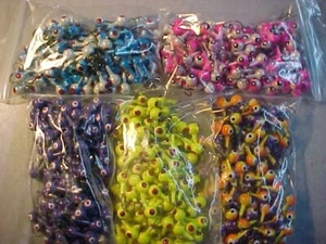 100 NUEVOS 1/4 OZ. CABEZAS DE PLANTILLA DE CABEZA DE PLOMO PLANTILLAS WALLEYE COLORES SURTIDOS - Imagen 1 de 6