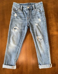 Gap Denim Girls Girlfriend Distressed Denim Jeans Size 5 - Picture 1 of 5