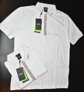 Hugo Boss Polo Men Cotton Fabric Regular fit color White/ Red