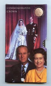 Großbritannien 1997 Stempelglanz £5 Münze Goldene Hochzeit Gedenkmünze - Bild 1 von 2