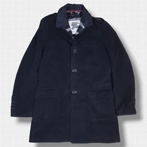 Burberry Brit Peacoat Jacket 50 Medium Mens Black Cashmere Detachable Collar - Picture 1 of 20