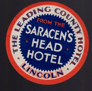 4 3/4' Durchmesser "Saracen's Head Hotel, Lincoln, UK Gepäck Etikett - Bild 1 von 1