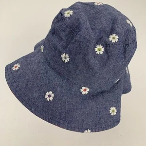 Blue Floral Flower Girls Bucket Cap Hat Fitted One Size - Picture 1 of 5