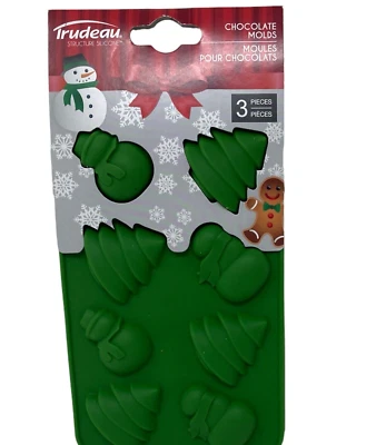 Trudeau Christmas Holiday 3 Pc Silicone Mold Chocolate Candy Baking Makes 24 - Image 1 of 4