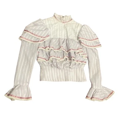 Blusa estilo victoriano vintage con volantes garra cremallera años 70 60 talla  Foto 1 de 4