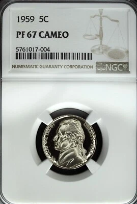 1959 NGC PF 67 Cameo Jefferson Nickel ☆☆ Great For Sets ☆☆ 004 - Image 1 of 2