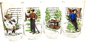 Burger King Mark Twain 1985 Summer Festival Glasses w/Box Set of 4 NIB Vintage - Picture 1 of 14