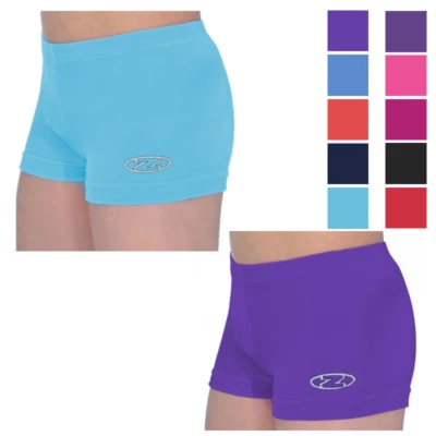 Girls Hipster Shorts Gymnastics The Zone Smooth Velour  Dance Logo Lycra Z2000 - Image 1 of 4