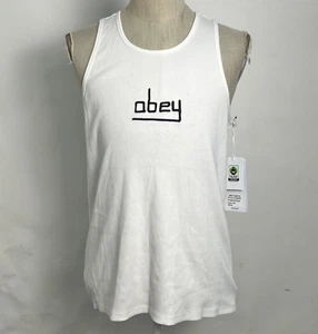 Obey Herren Geripptes Tank Top Central Weiß Gr. M Neu mit Etikett Shepard Fairey - Bild 1 von 3