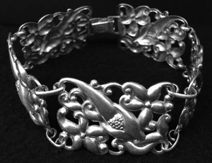 Vintage Sterling Silver (925) Danecraft Exotic Flower Panel Bracelet 23 grams - Picture 1 of 8