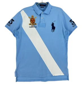 Polo Ralph Lauren Hombres Big Pony Informal Calce Personalizado Polo Camiseta Azul Talla L - Imagen 1 de 9