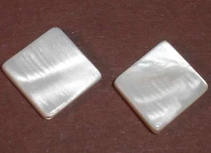 Perlmutt - Rhombus. Perlen.  8x3mm. Weiß. Strang - Bild 1 von 1