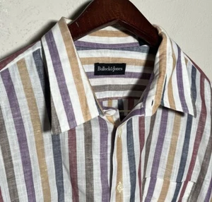 Bullock & Jones Washed Cotton Striped Long Sleeve Button Up Shirt Mens 2XL USA - Picture 1 of 7