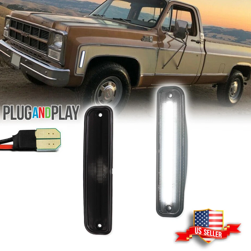 Smoked White LED Side Marker Lights 73-80 GMC Chevy Pickup Blazer Suburban Jimmy - Image 1 of 4