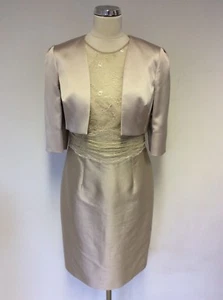 COAST OYSTER BEIGE LACE TOP PENCIL DRESS AND BOLERO JACKET SUIT SIZE 12/14 - Picture 1 of 8