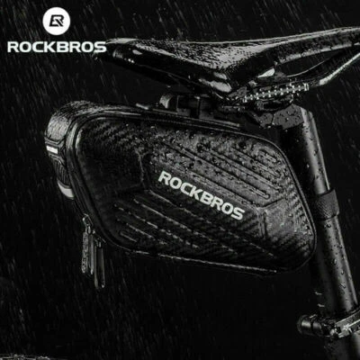 ROCKBROS Cycling Bicycle Waterpoof Seat Buckle Saddle Bag Hard Shell Bag Black - Image 1 of 4