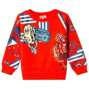 KENZO Multi Logo Graphic Sweatshirt Size Little Kids 6A/116cm Vivid Orange NEW - Picture 1 of 9