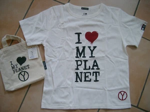 (C773) Bio Shirt Company T-Shirt + Druck "I love my Planet" & Logo Fahne gr.140 - Bild 1 von 1