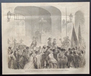 Neapel Vittorio Emanuele II Königreich Zwei Sizilien Antiker Druck 1860 - Bild 1 von 1