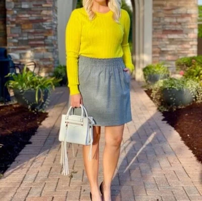 J.Crew Factory Wool Blend Gray  A Line Skirt Elastic Waist &pockets Size 2 - Image 1 of 4