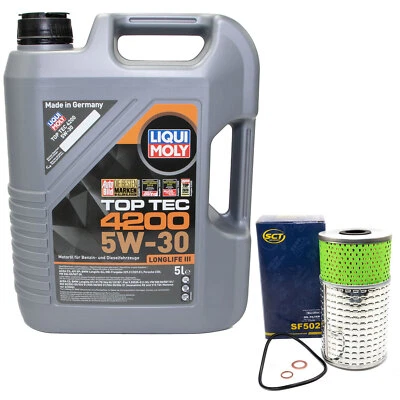 Motoröl Set 5W-30 5 Liter + Ölfilter SF 502 für Ssangyong Korando 2.2 50KW 68 PS - Bild 1 von 4