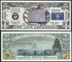 Lot of 100 BILLS - OREGON STATE MILLION DOLLAR w MAP, SEAL, FLAG, CAPITOL - Picture 1 of 1