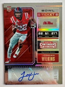Jordan Wilkins 2018 Panini Contenders Draft Bowl Ticket RC AUTO Ole Miss #'d /99 - Picture 1 of 2