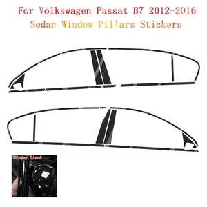 Glossy Black Chrome Delete Window Trims For Volkswagen Passat B7 2012-2016 - Picture 1 of 8