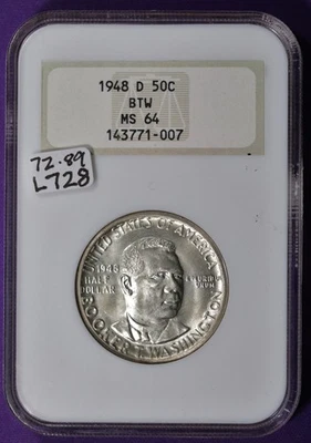 1948-d Booker T. Washington Half.  Commemorative.  In NGC Holder.  MS64.  L728 - Image 1 of 2