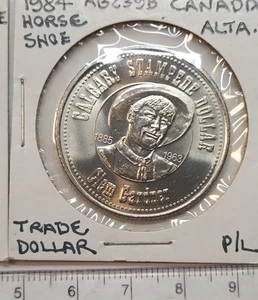 1984 Calgary Alberta $1 Bull Riding Dollar token Proof Like AB239B - Picture 1 of 3