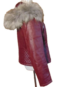 CHAQUETA MUJER LA COALICIÓN BORGOÑA IMITACIÓN CUERO CAPUCHA PIEL SINTÉTICA LEMA HISPTER~L/XL - Imagen 1 de 10