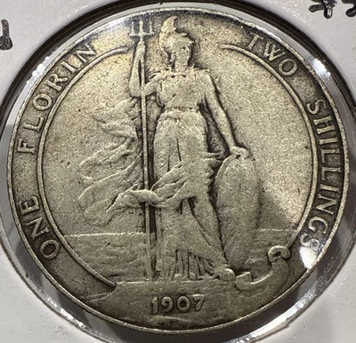 1907 One Florin Great Britain 1F Silver Coin - King Edward - Image 1 of 4