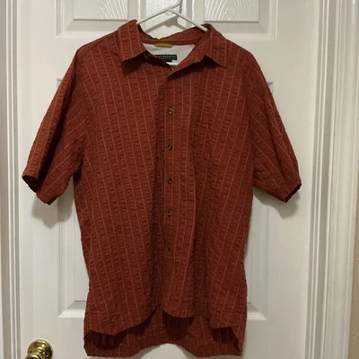 Camisa Royal Robbins Para Hombre Grande Naranja Quemado Manga Corta Seersucker Calce Relajado Foto 1 de 4