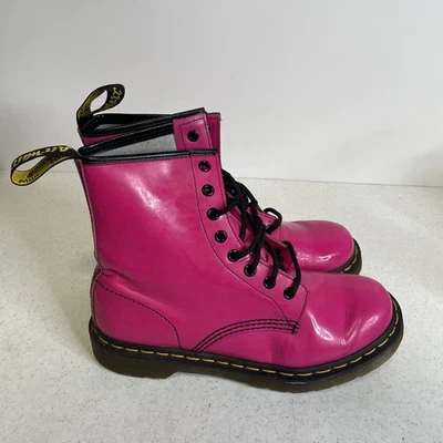 Botas Dr Martens Rosa Delaney Mujer Talla 8 Cuero Negro Con Cordones Combate 1460 Zapato Foto 1 de 4